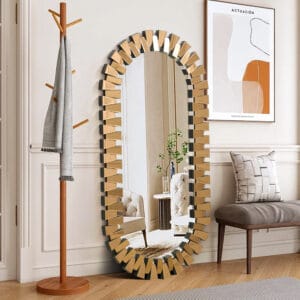 Elegant 63 inch full length mirror providing a complete head-to-toe reflection for grooming.