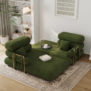 Modular sleeper sofa easily transforms into a cozy chenille velvet futon sofa bed.