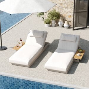 Tevara outdoor chaise is a stylish outdoor lounge chair set for relaxing.