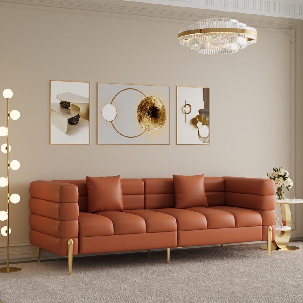 Elegant tufted modern white leather sofa designed for durability and stylish gatherings.