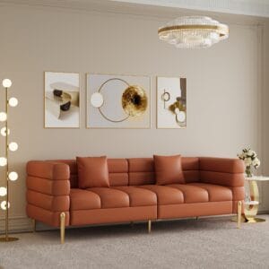 Elegant tufted modern white leather sofa designed for durability and stylish gatherings.