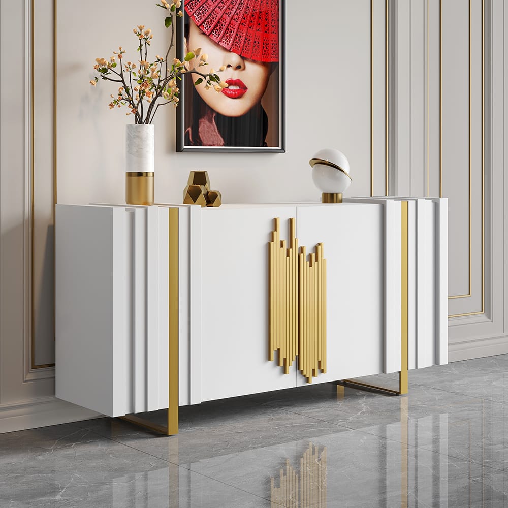 Living Room Furniture 38 Aurea sideboard buffet with shelves provides organized storage for tableware and essentials.