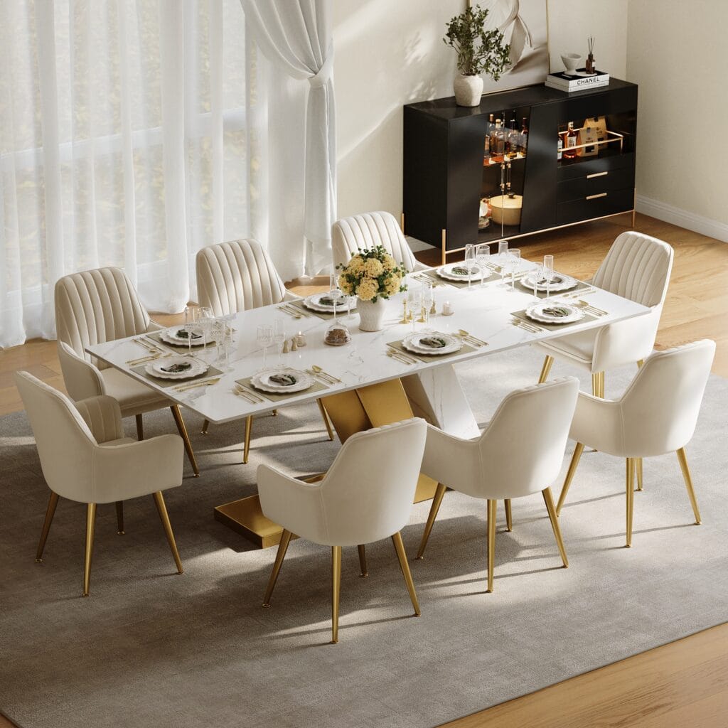 The Sicotas Collection 30 Durable sintered stone dining table ideal for a modern rectangle dining set.
