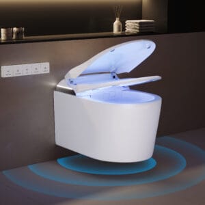 Compact, rimless design of the Fitro H3 Smart Bidet Toilet with heated seat and drying.