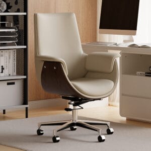Sleek black PU leather upholstery office chair designed for modern home office chair comfort.