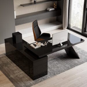 Bold L Shaped Executive Office Desk designed for spacious home workspaces and productivity.