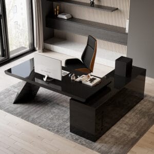 Bold L Shaped Executive Office Desk designed for spacious home workspaces and executive offices.