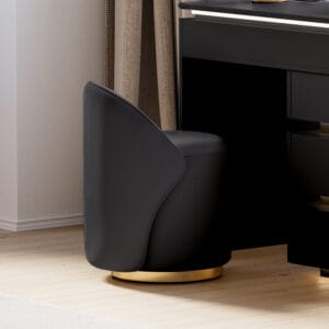 Performance leather makeup vanity stool designed for everyday glam and easy maintenance.