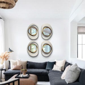 Stylish large white gold wall mirror featuring high-quality mirrors for clear reflections.