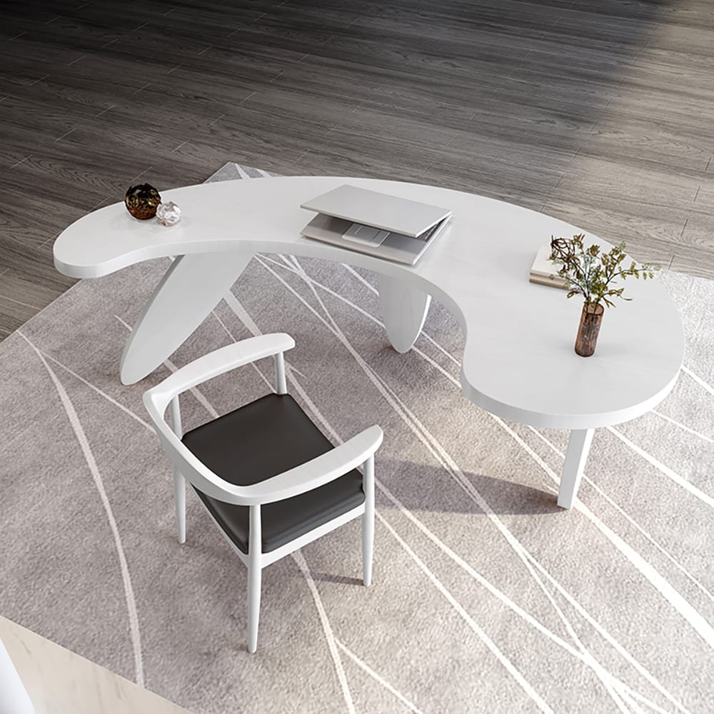 Elegant writing desk featuring a distinctive curved design, perfect for any room.