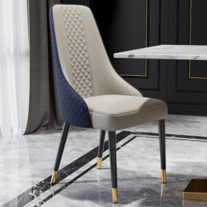 Stylish blue dining chairs set of 2 with supportive high backs and cushioned seats.