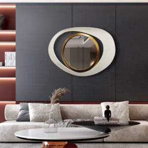 Abstract geometry wall mirror decor 18x24 featuring a lead-free iron frame and large face.