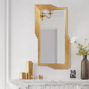 Modern geometric design featuring a high-quality gold geometric wall mirror with no distortion.