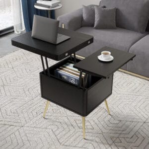 Versatile extendable lift top coffee table with storage, perfect for compact living spaces.