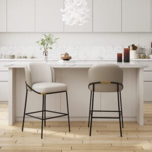 Stylish PU leather counter stool set with foam-filled seat and sturdy metal legs.