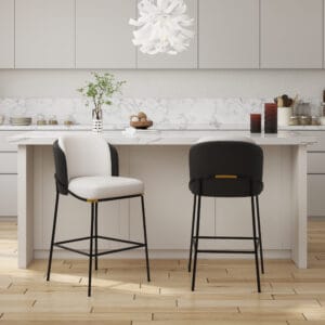 Stylish black counter stools set of 8 with PU leather upholstery and sturdy metal legs.