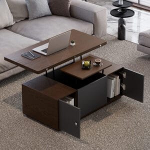 Elegant Rectangle Coffee Table featuring a walnut lift-top coffee table design for modern living spaces.