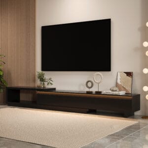 Quoint TV stand offers a modern tv stand design that adapts to any space.