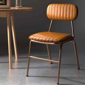 Comfortable faux leather dining chairs with padded seats and solid backs for daily use.
