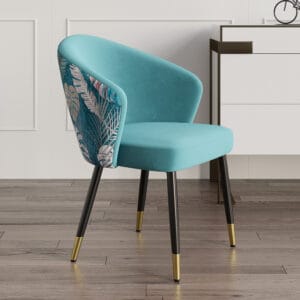 Comfortable velvet dining chairs set of 6 featuring cushioned seats and sturdy metal legs.