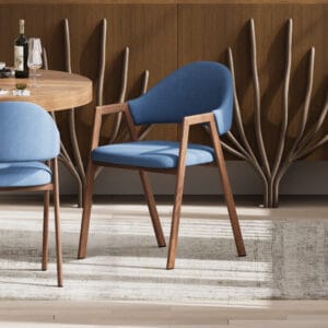 Stylish linen dining chair set featuring a wooden base and soft cushioning for comfort.