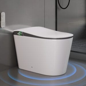 Premium 17“ seat height smart bidet toilet featuring a sleek design and concealed tank.
