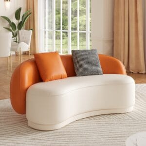Luxurious leather curved sofa with high-density foam for ultimate comfort and support.