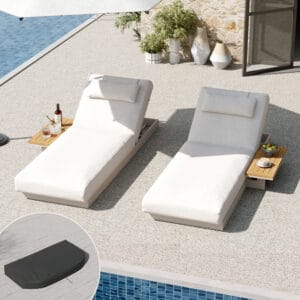 Stylish outdoor chaise lounge teak aluminum designed for poolside lounging and relaxation.
