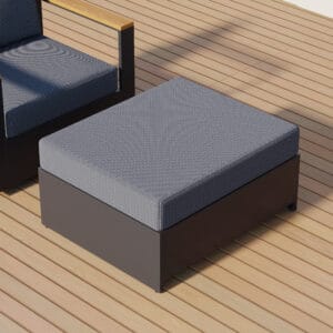 Stylish Tevara outdoor storage ottoman designed for modern outdoor living and practicality.
