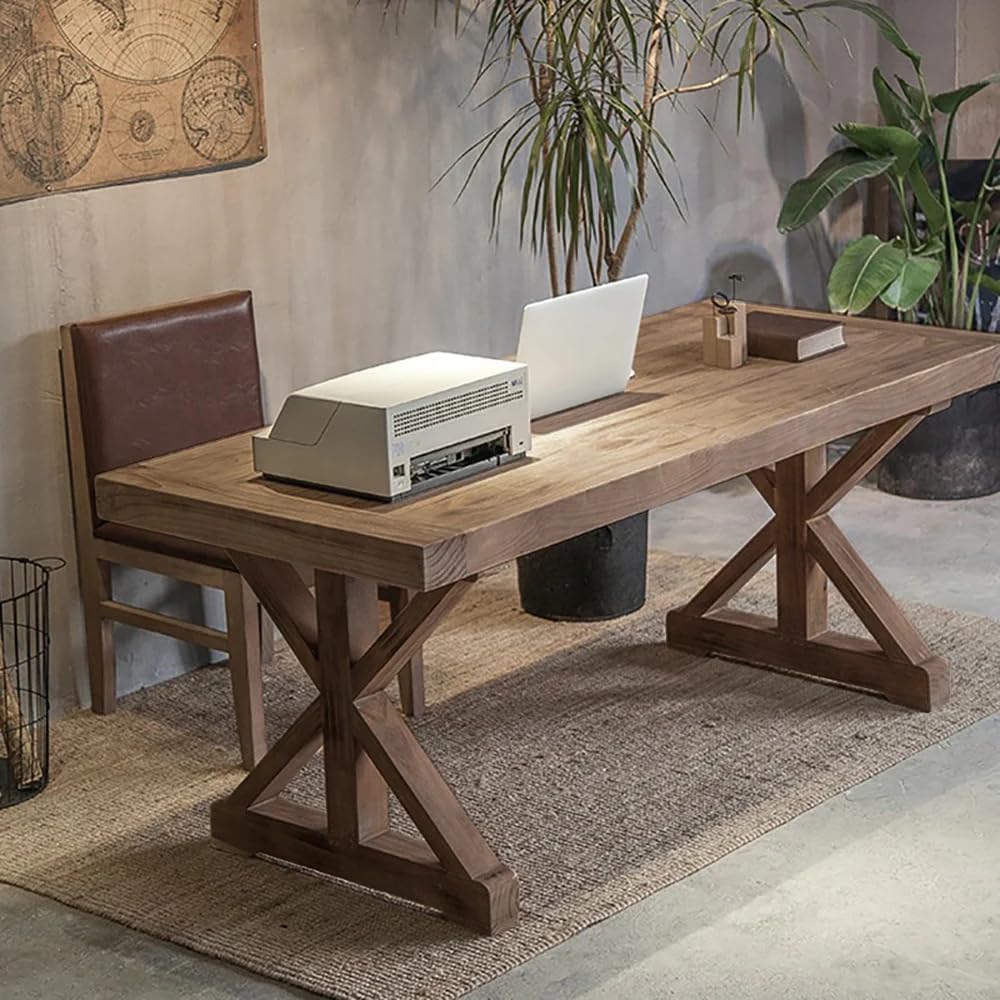 The Sicotas Collection 73 Rustic solid wood desk designed for work and creativity, featuring a vintage pine wood writing desk.